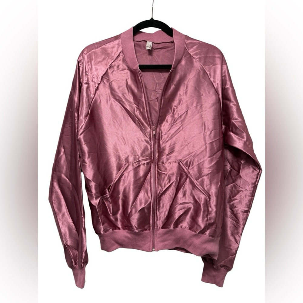American Apparel Shiny Pink Bomber Jacket